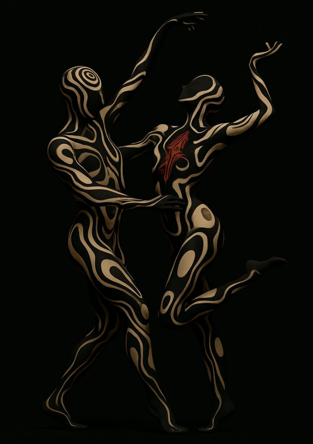 Two painted figures, dancing